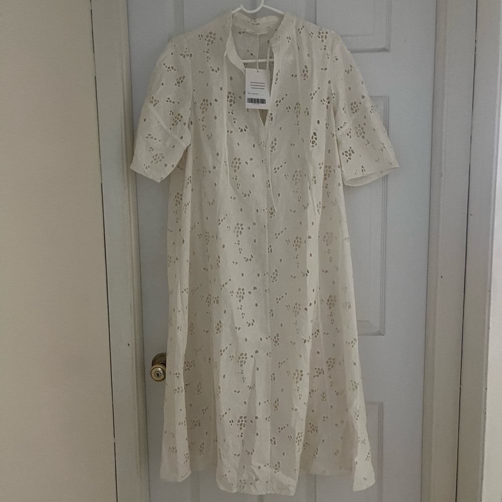 Everlane Cream Eyelet Midi Dress New with Tags